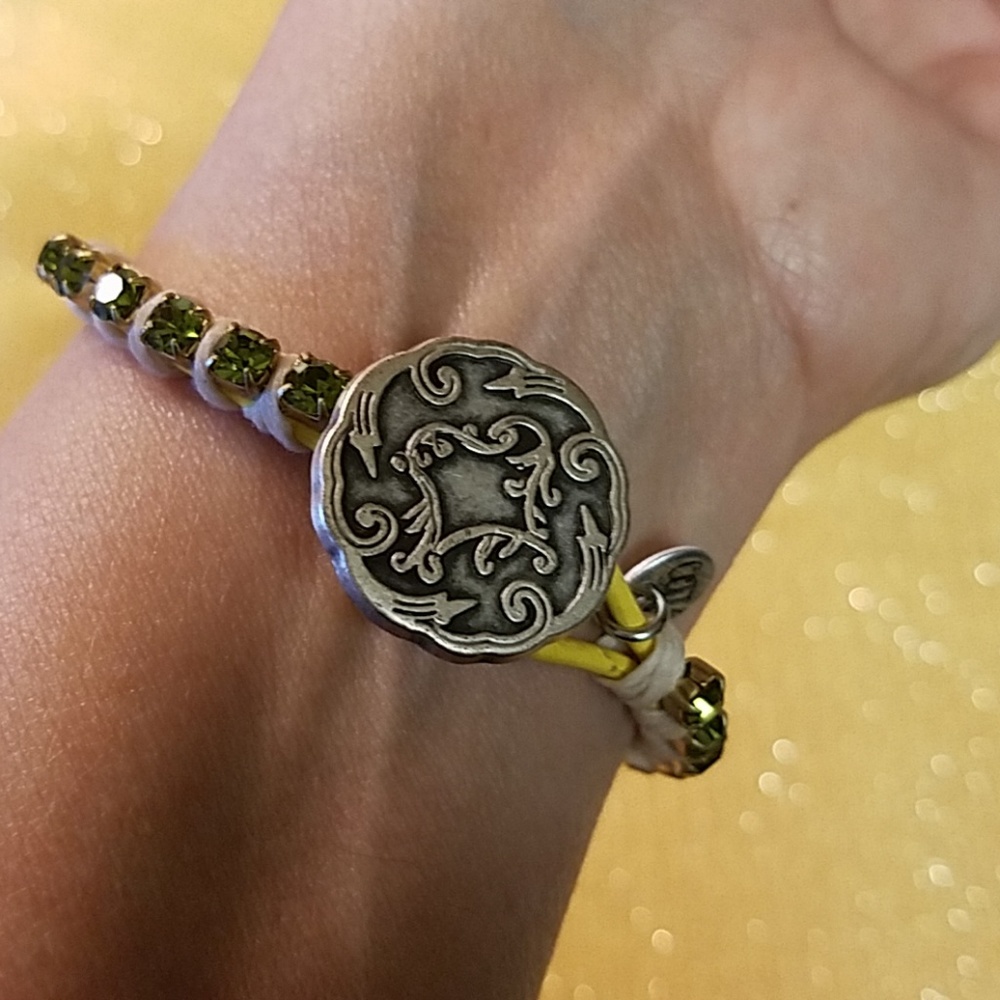 Leather Rhinestone Bracelet - Picture 2 of 3